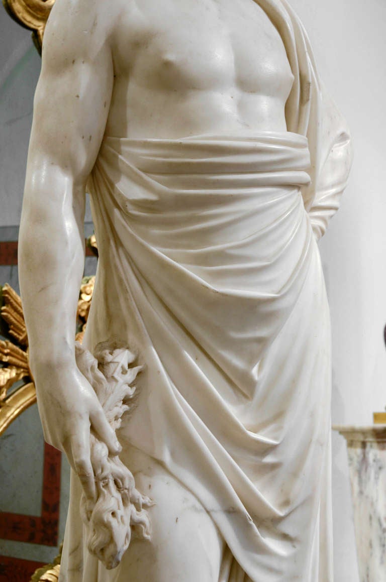 Carved White Carrara Marble Statue from the Rome Neoclassical Period For Sale