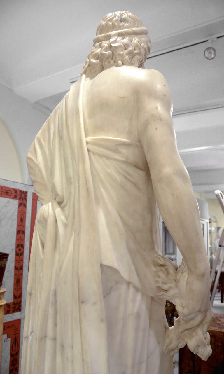 White Carrara Marble Statue from the Rome Neoclassical Period For Sale 3