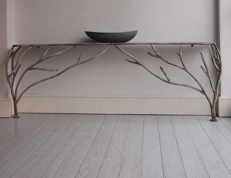 Pair  of French Early 20th Century Rusticated Console Tables
