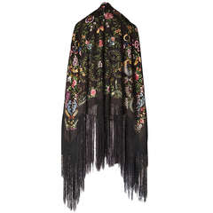 Spectacular Hand Embroidered Multicolored "Manila" Shawl