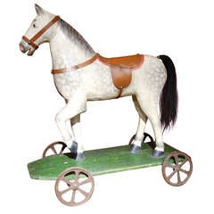 Antique German Horse Pull Toy c. 1900