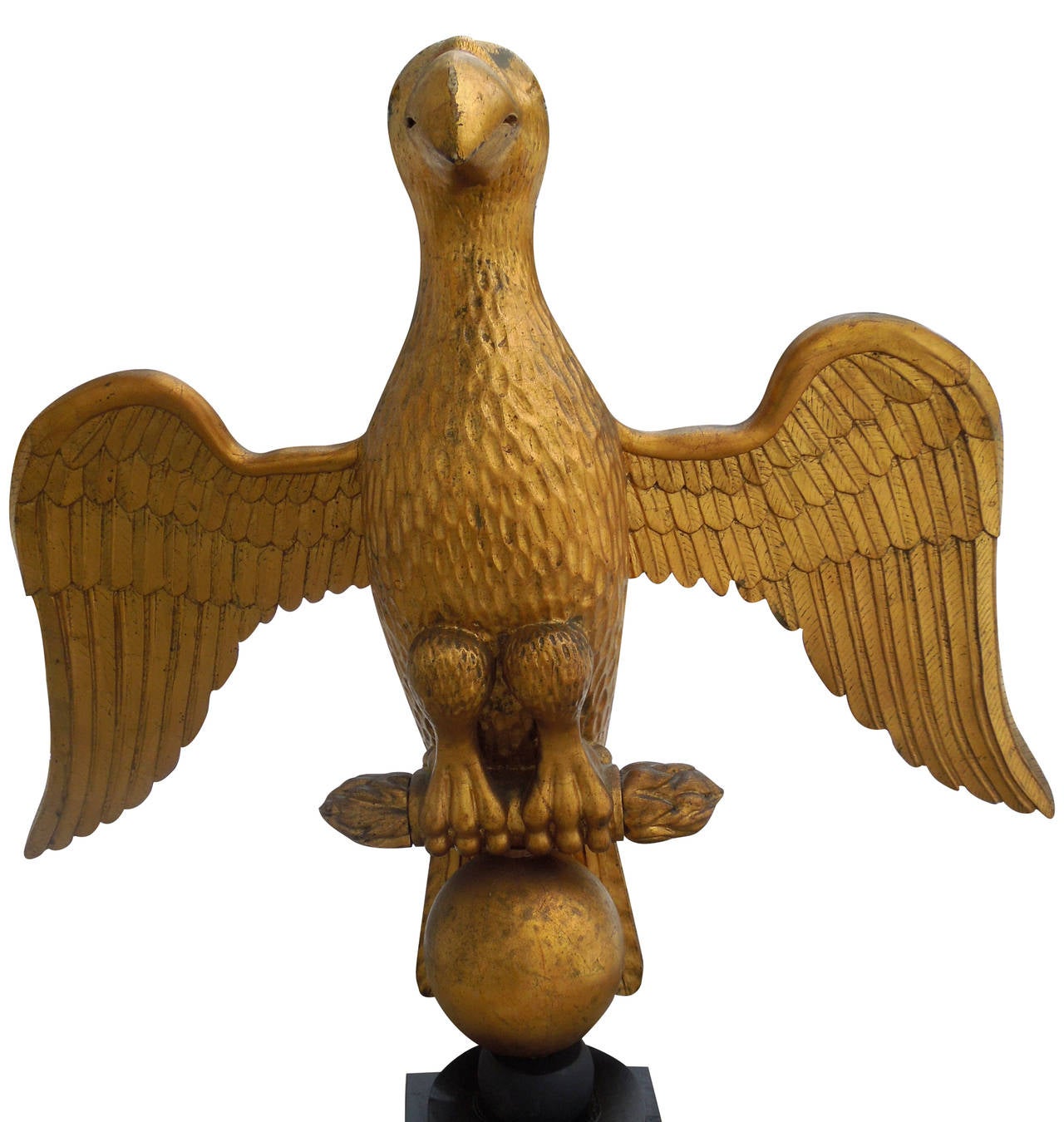 Monumental American Wood Carved Gilded Eagle on Stand