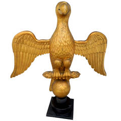 Monumental American Wood Carved Gilded Eagle on Stand