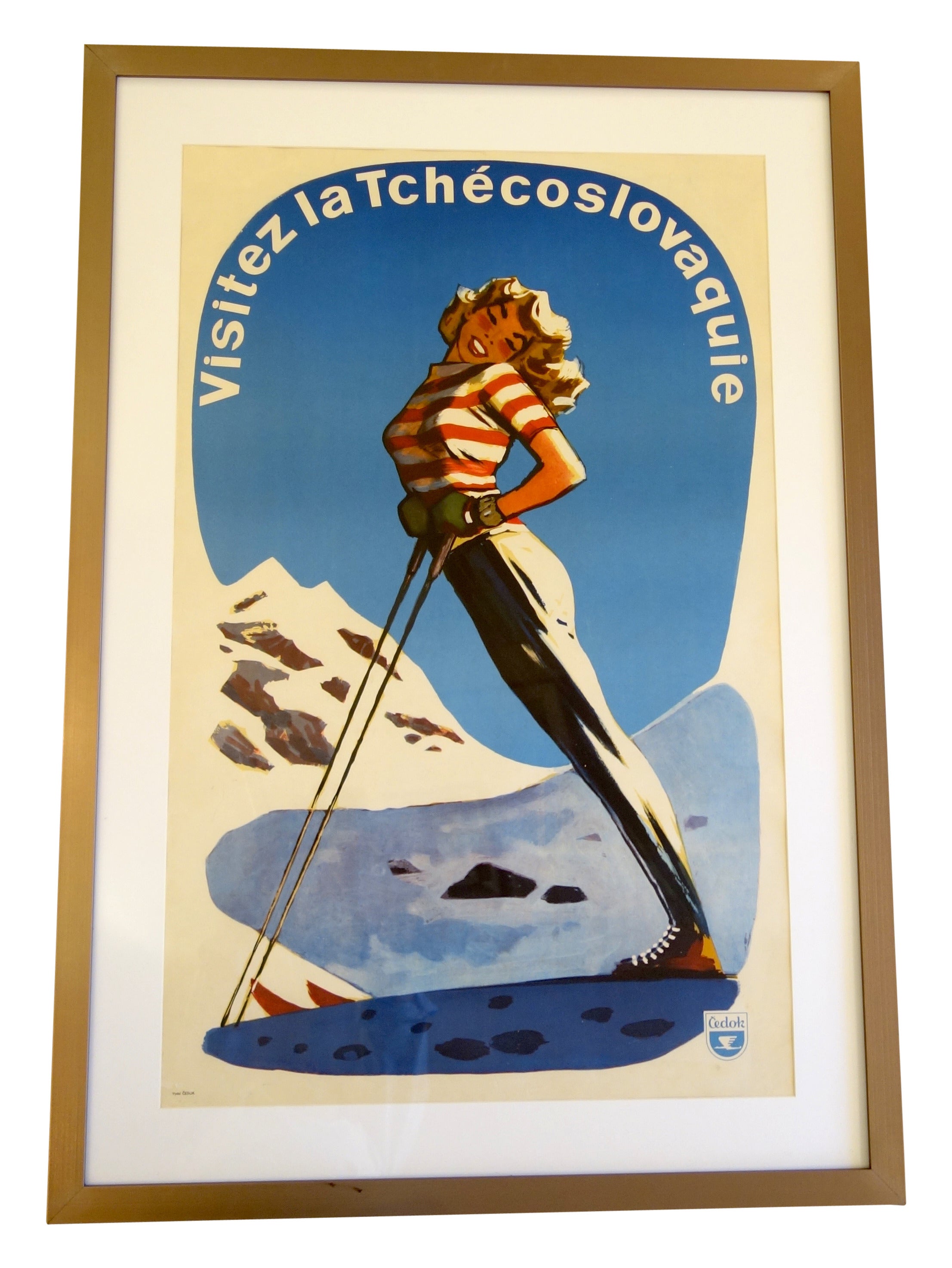 Vintage 1930's Deco Ski Poster French Skiing