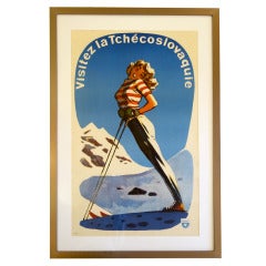 Vintage 1930's Deco Ski Poster French Skiing