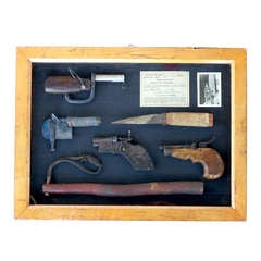 Very Rare Collection of Prison Made Weapons Artfully Arranged in a Shadow Box