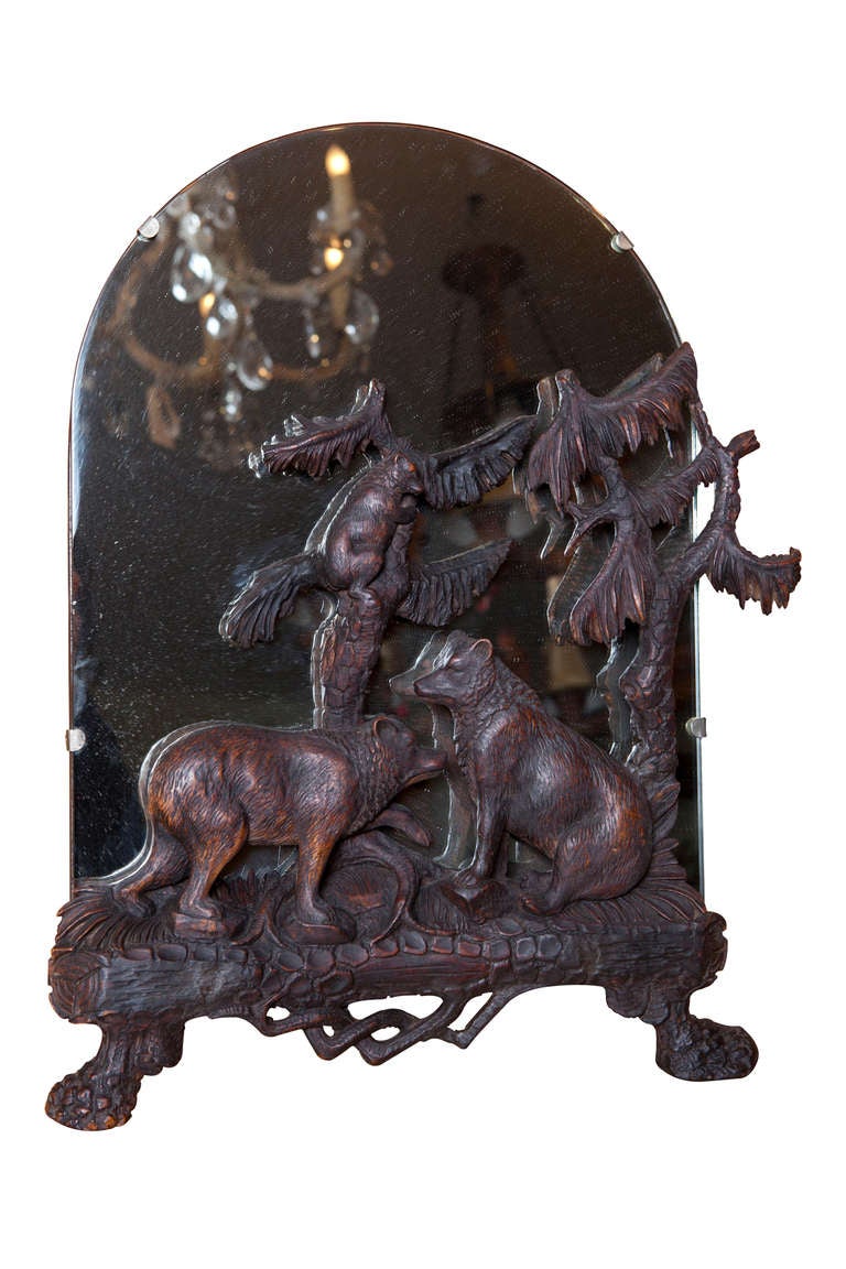 19th Century Black Forest Bear Mirror