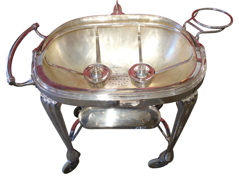 1920's Silver Plated Meat Serving Trolley Drake of London In Excellent Condition In Wiscasset, ME