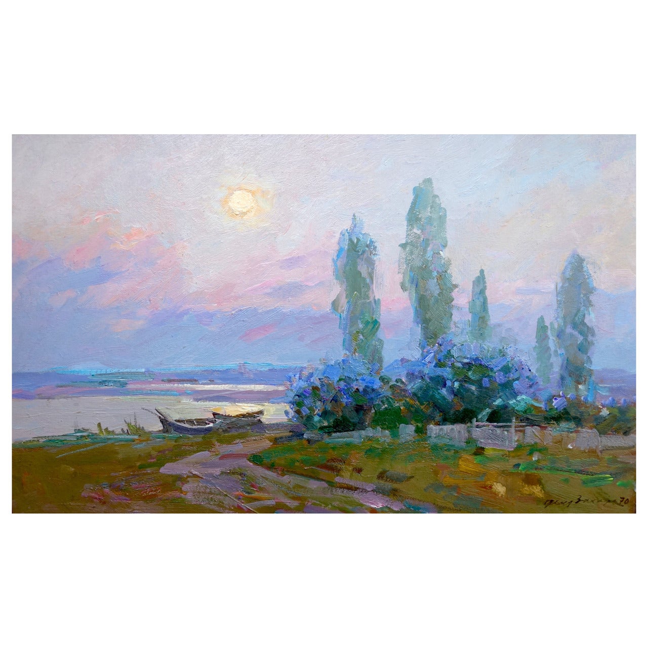 "Sunset over the Lake" Painting by Russian Artist Fedor Z. Zakharov