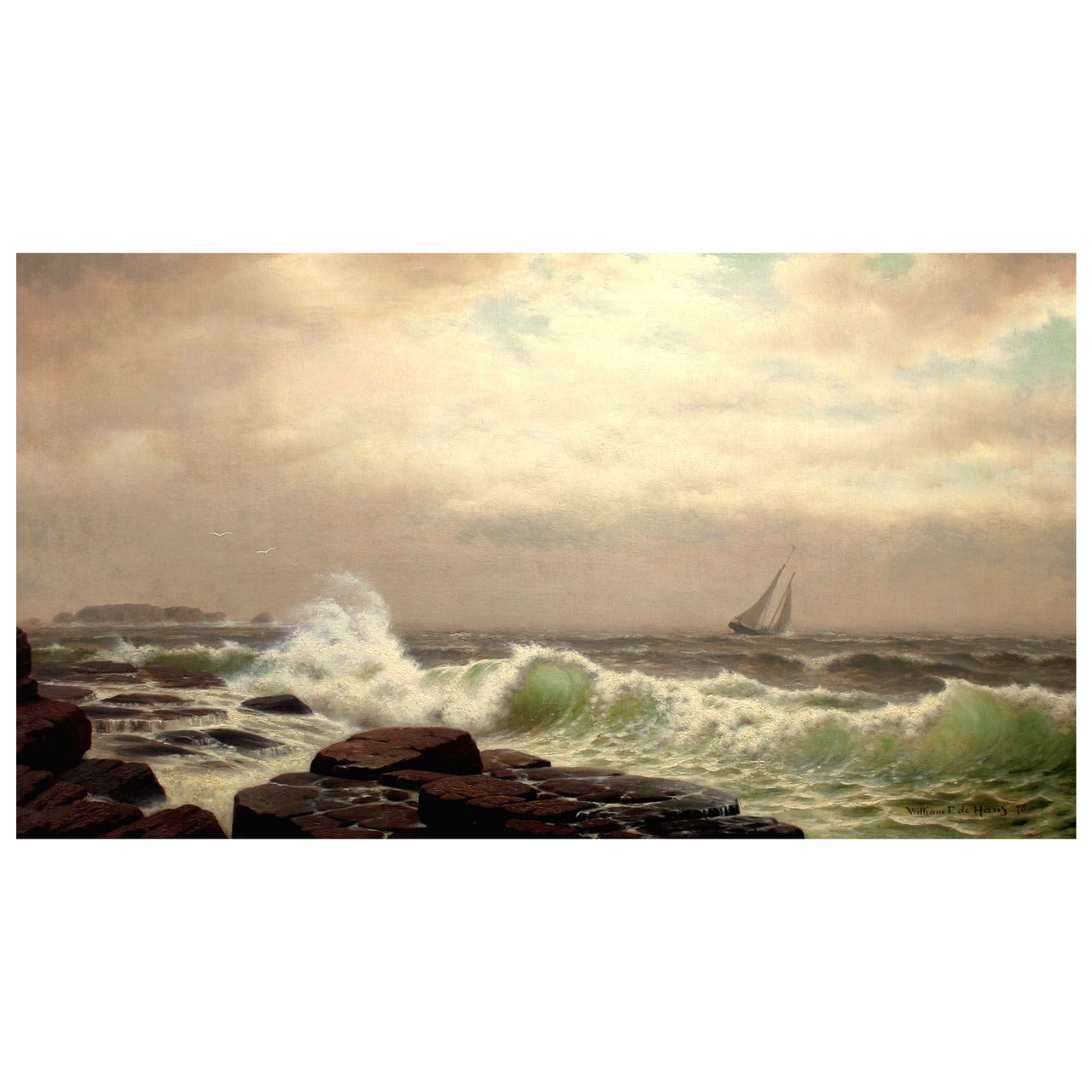 "Sailboat in the Atlantic" Painting by William Frederick de Haas
