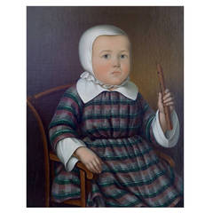 Antique 18th Century Portrait of a Girl and Her Recorder