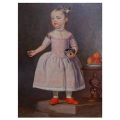 18th Century Portrait of a Young Girl with Red Shoes and Robin's Eggs