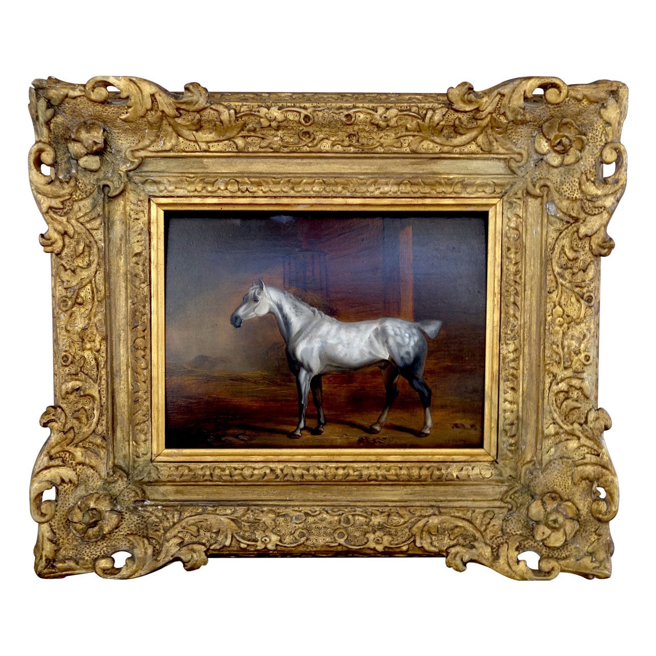 "White Horse in Stable" by John Frederick Herring Sr.