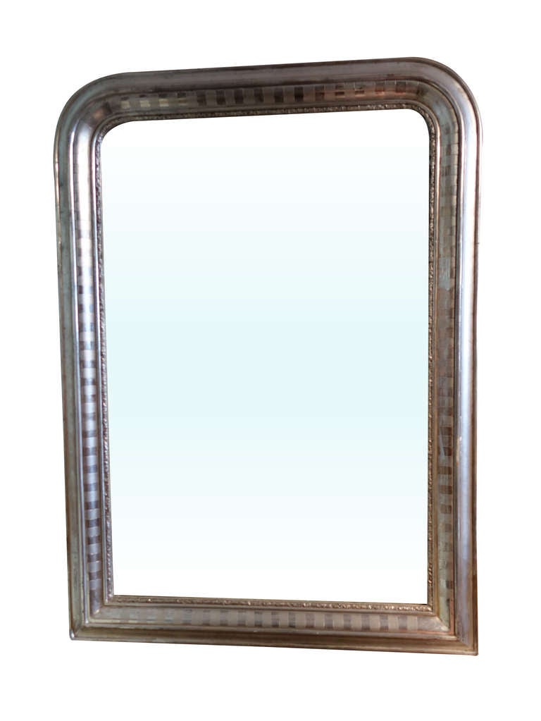 French Pair of Silver Gilt Mirrors Louis Philippe Checker Design