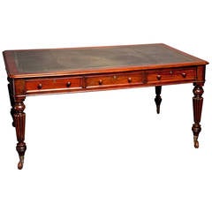 Antique English Leather-Top Partner's Desk and Writing Table