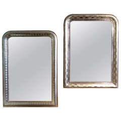 Pair of Silver Gilt Mirrors Louis Philippe Checker Design