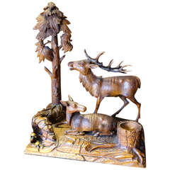 Black Forest Table Top Carved Deer Motif