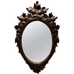 Black Forest Carved Oval Mirror