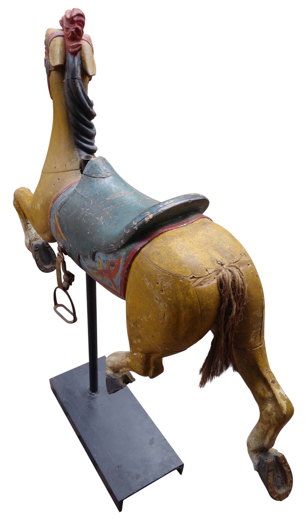 Late 19th Century Great 19th Century American Carousel Horse with Character on Stand