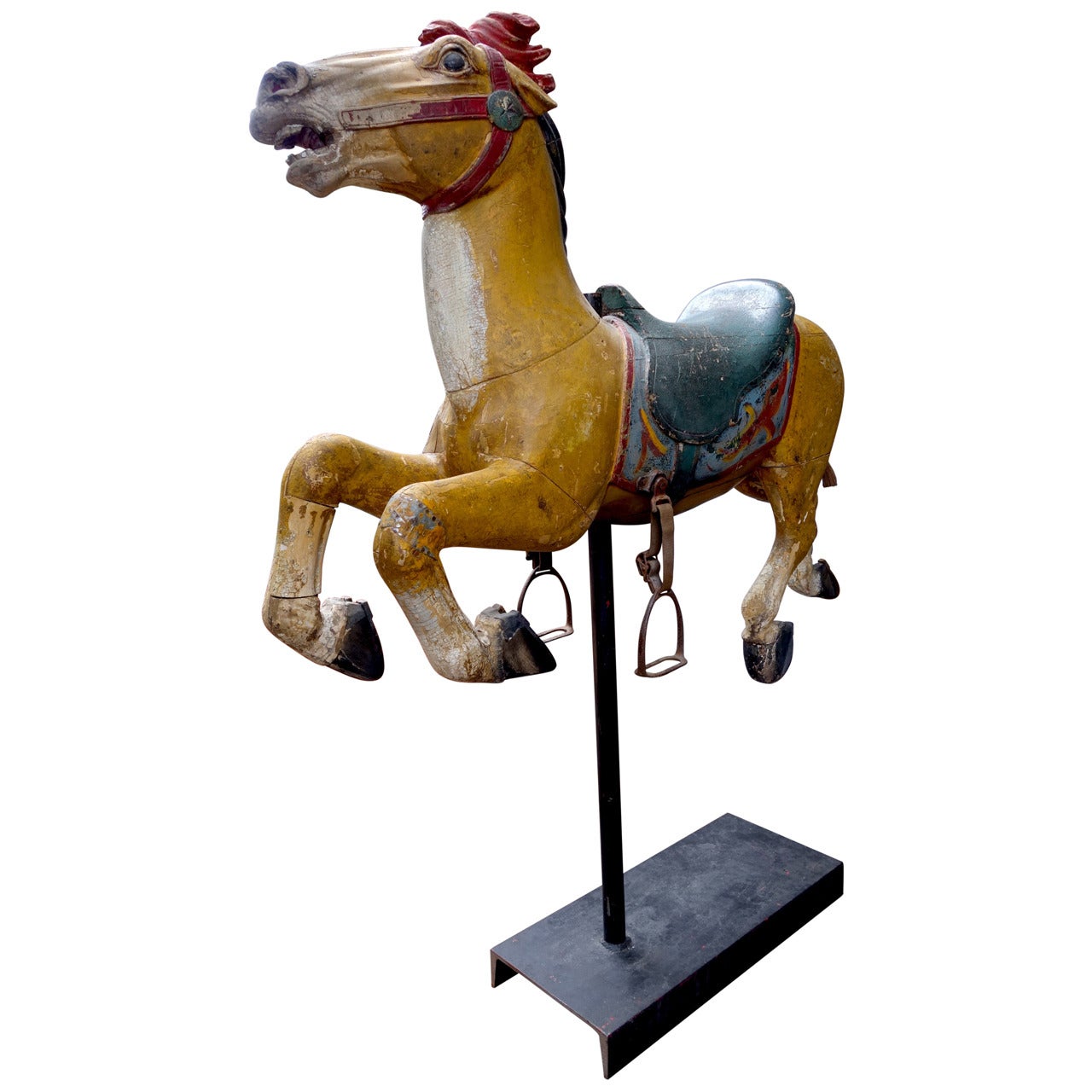 Great 19th Century American Carousel Horse with Character on Stand