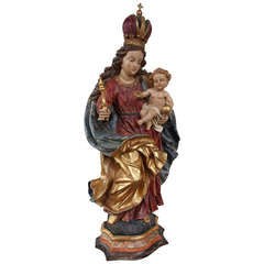 Impressive Size Madonna and Child Carving from Austria 19th Century