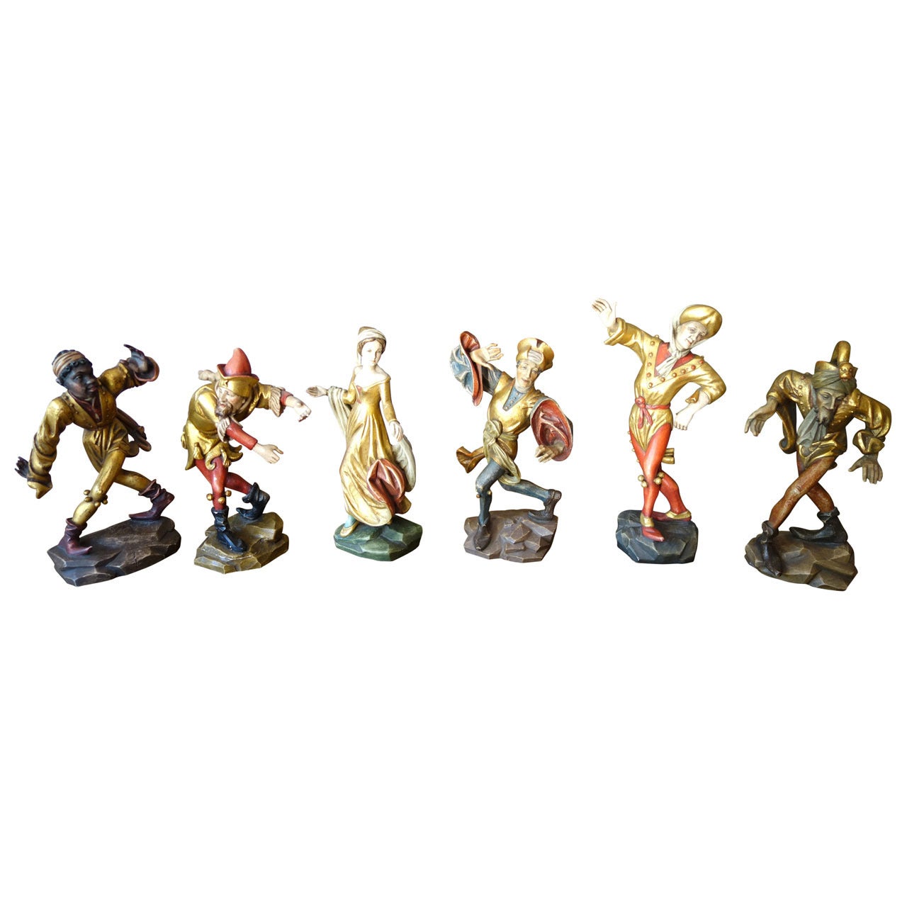 Set of 7 Moriska Dancers German Carving From Bavaria