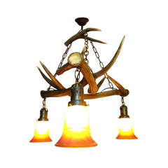 Red Deer Antler Chandelier from Germany, Wired for US