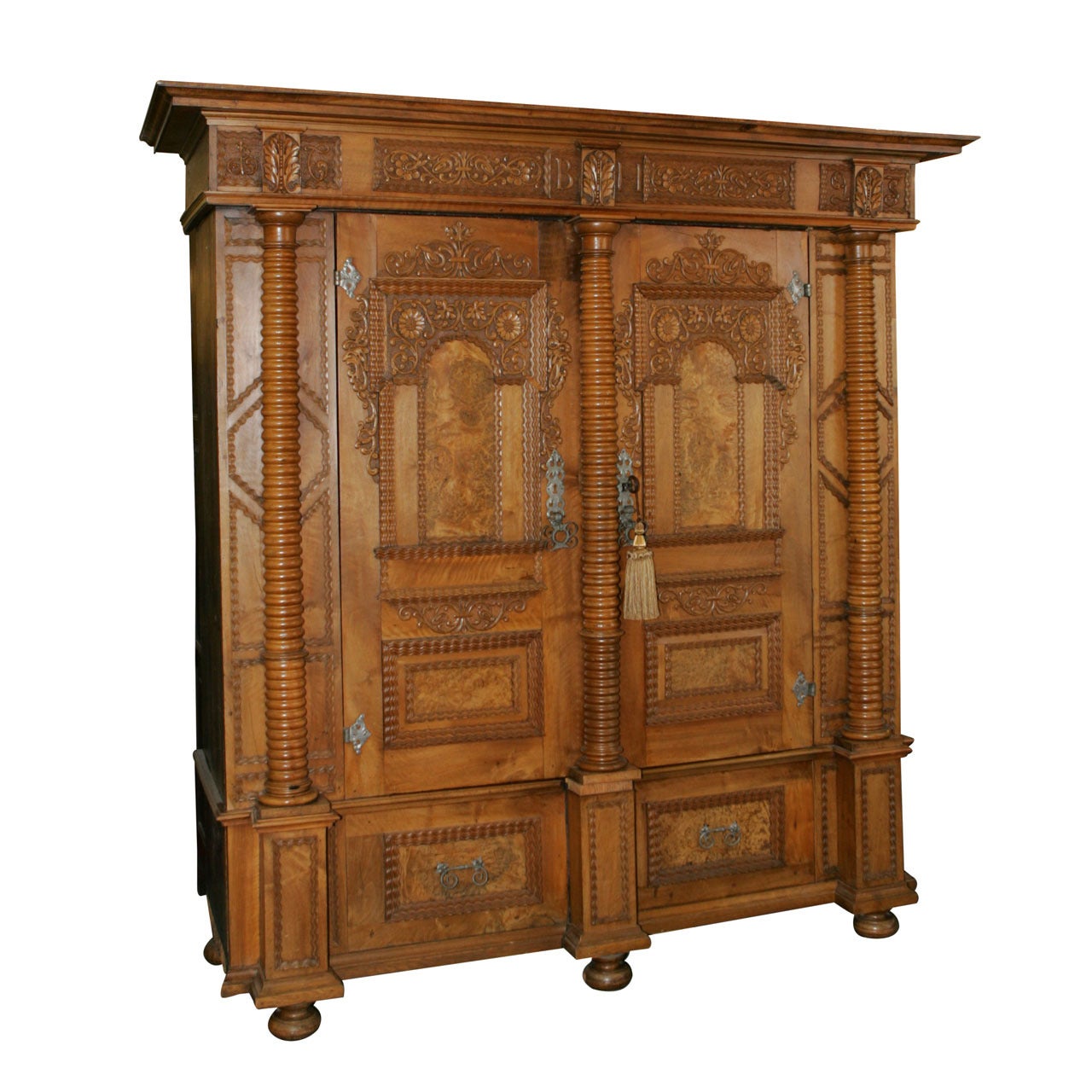 Important Early Armoire from Lake Constance Mainau Island dated 1623
