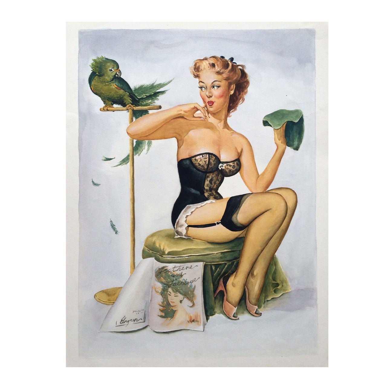 "Pin Up" Illustration Very Well Executed After Gil Elvgren For Sale