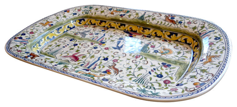 Portuguese Very Fine Detail Painted Portugese Platter by Nazari for Smithsonian