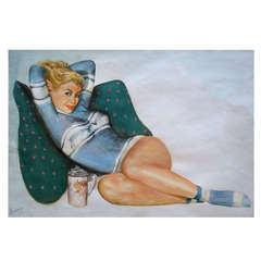 Vintage Pin Up Girl Illustration 1950's