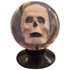 Vintage Your Very Own Plaster Skull Encased in a Clear Un-Drilled Bowling Ball