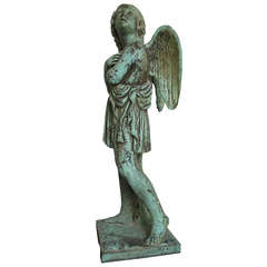 Art Nouveau Bronze Angel Statue with Excellent Patina