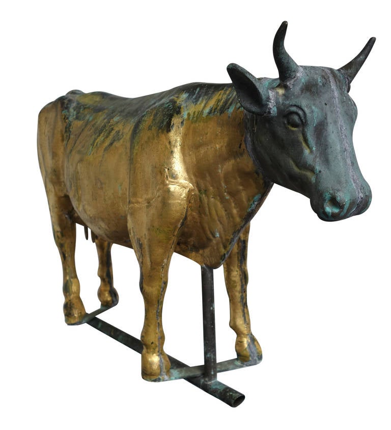 Folk Art Cow Weathervane J.W. Fiske with Great Surface