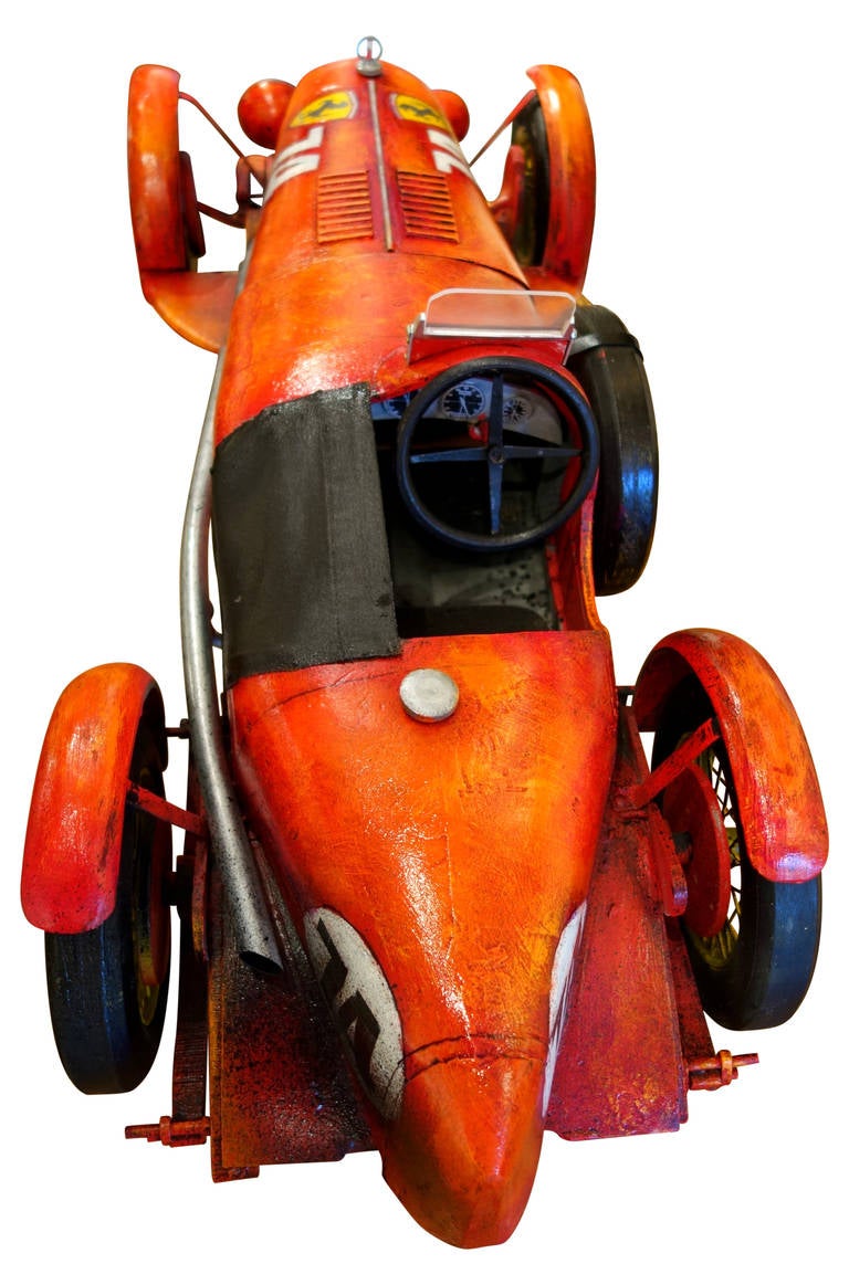 Carved Outstanding Wood Alfa Romeo Ferrari Wooden Sculpture by Paul Jacobsen