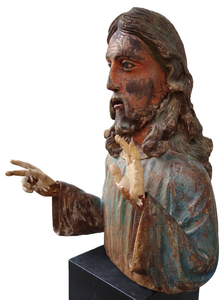 Folk Art Large 18th Century Carving of Jesus from Portugal