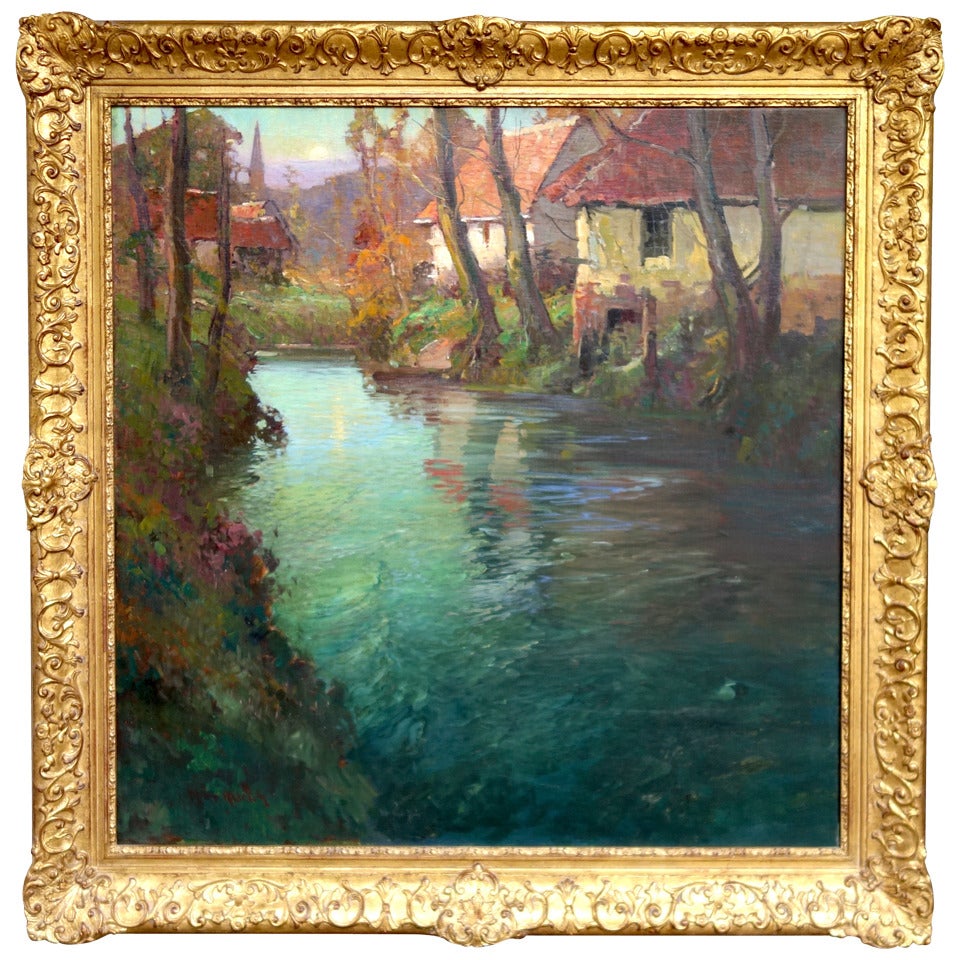 "Normandie Riverscape" Painting by George Ames Aldrich