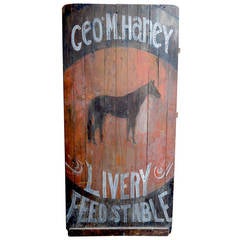 Mid-19th Century Livery Feed Stable Large Horse Trade Sign