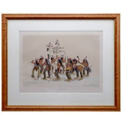 "The Snow Shoe Dance" Hand-Colored Lithograph, 19th Century
