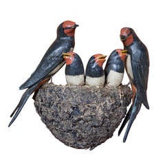 Carved Swallows With Nest