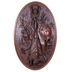 19th Century Black Forest Carved Trophy Plaque