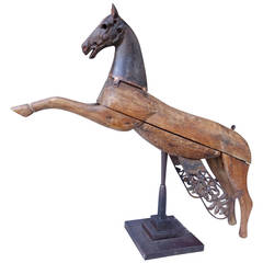 Great 19th Century Folky Hobby Horse with Iron Head Survivor