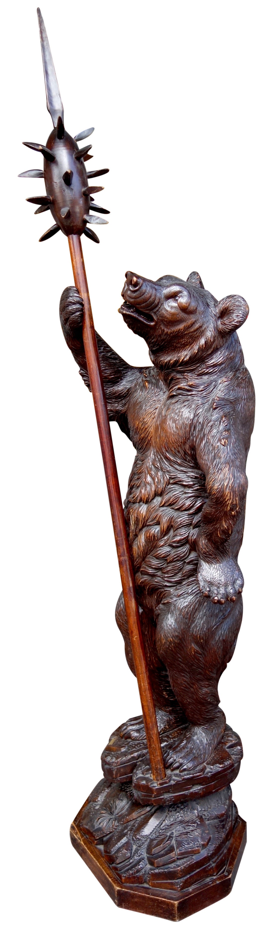 Black Forest carved standing bear sculpture, stamped Binder Brienz, Linden wood.