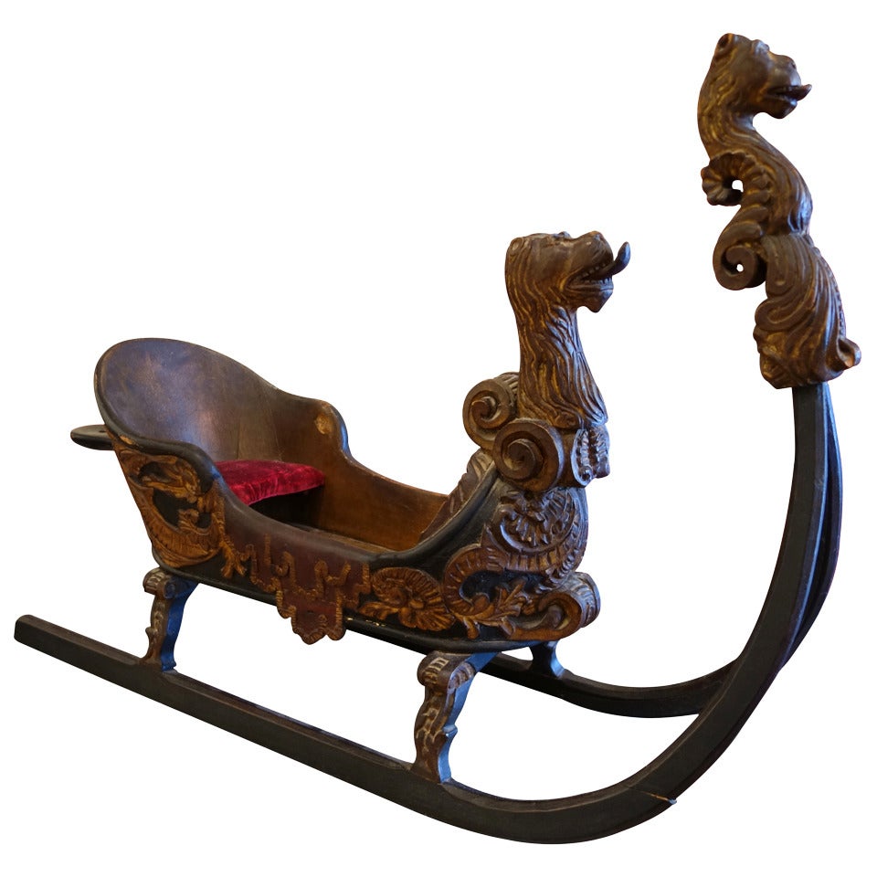 Late 19th Century Carved Bavarian Sled Model