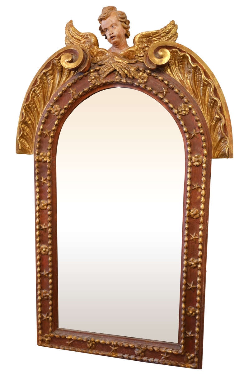 18th Century Carved Painted and Gilded Austrian Mirror
