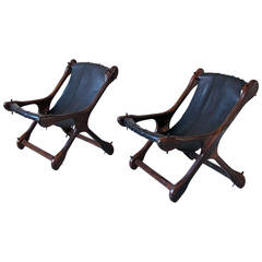 Mid-Century Modern 1960s Pair of Don Shoemaker Rosewood Sling Chairs