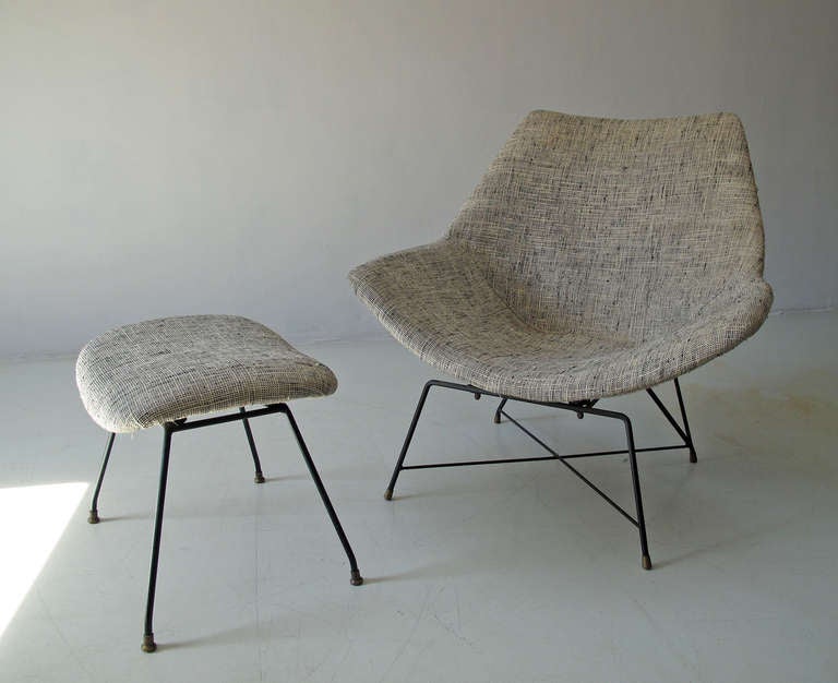 Mid-20th Century Rare Italian Mid-Century Modern Augusto Bozzi Cosmos Lounge Chair, 1955 
