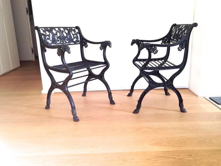 A Beautyful Pair of garden chairs. In the Style of Karl Friedrich Schinkel.