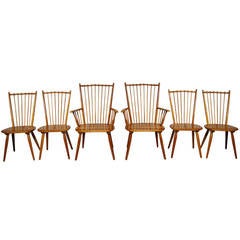 Set of 6 1950s Albert Haberer Cherry Wood Dining Room Chairs