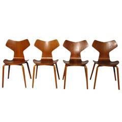 Set of 4 Arne Jacobsen "Grand Prix" Teak Chairs